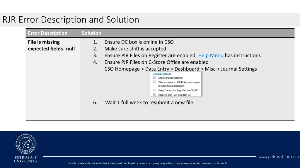 rjr error description and solution 1