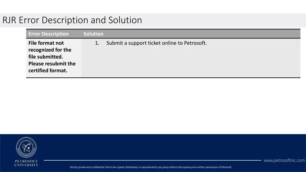 rjr error description and solution 6