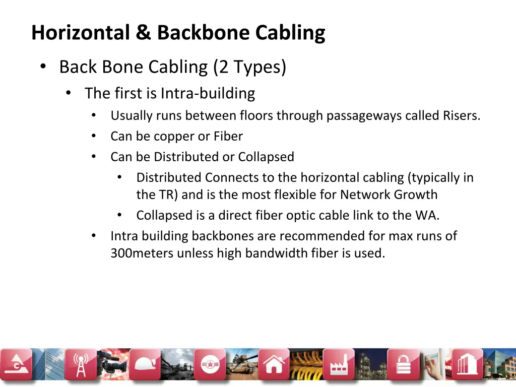 horizontal backbone cabling back bone cabling