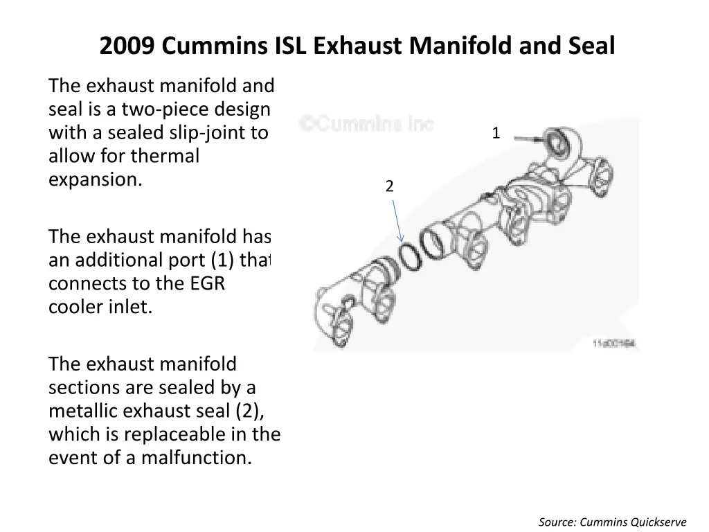 2009 cummins isl exhaust manifold and seal