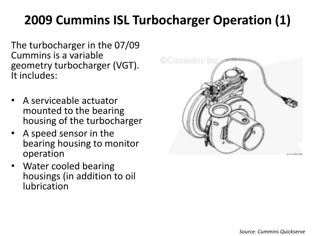 2009 cummins isl turbocharger operation 1