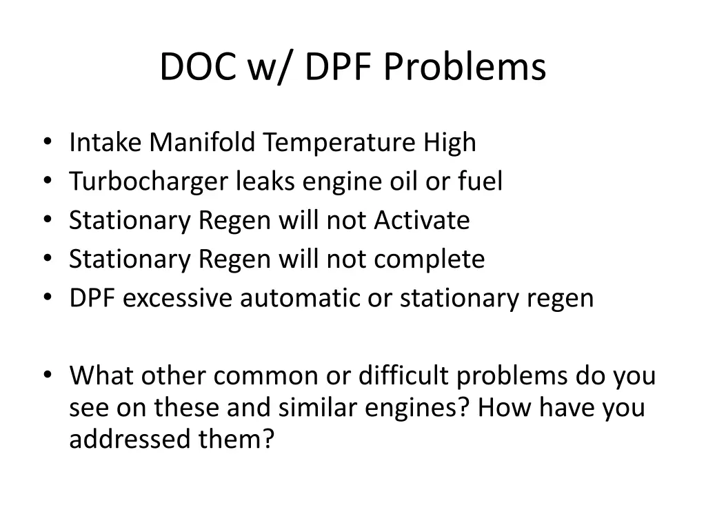 doc w dpf problems