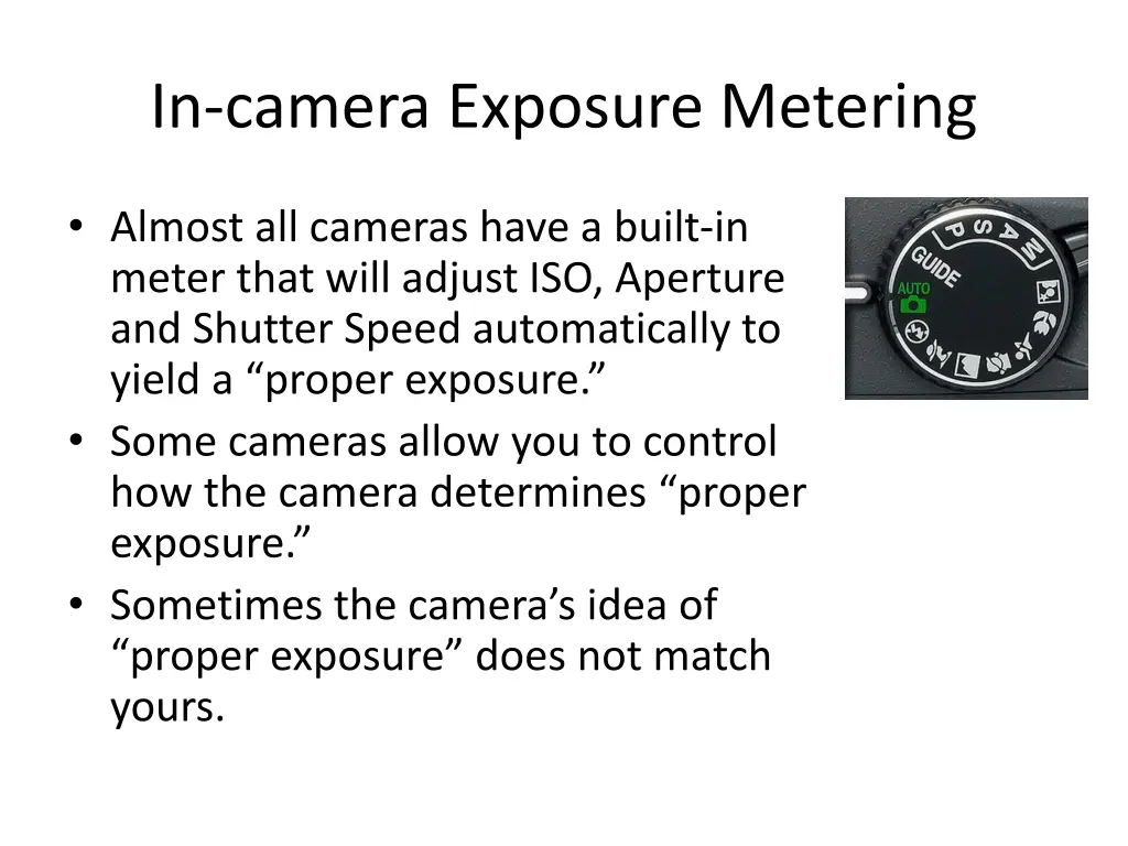 in camera exposure metering