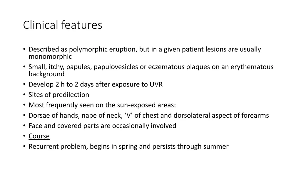 clinical features