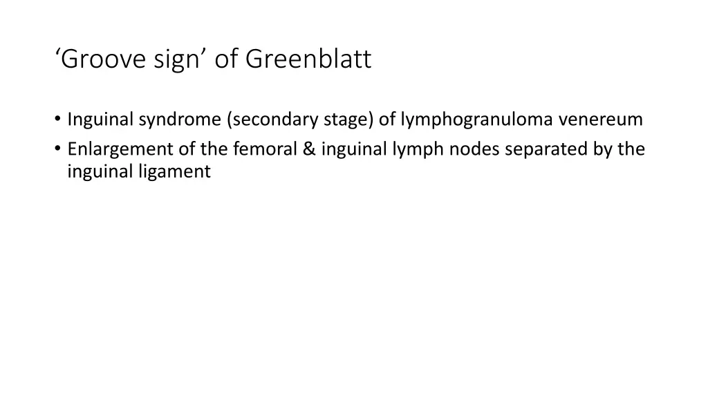 groove sign of greenblatt