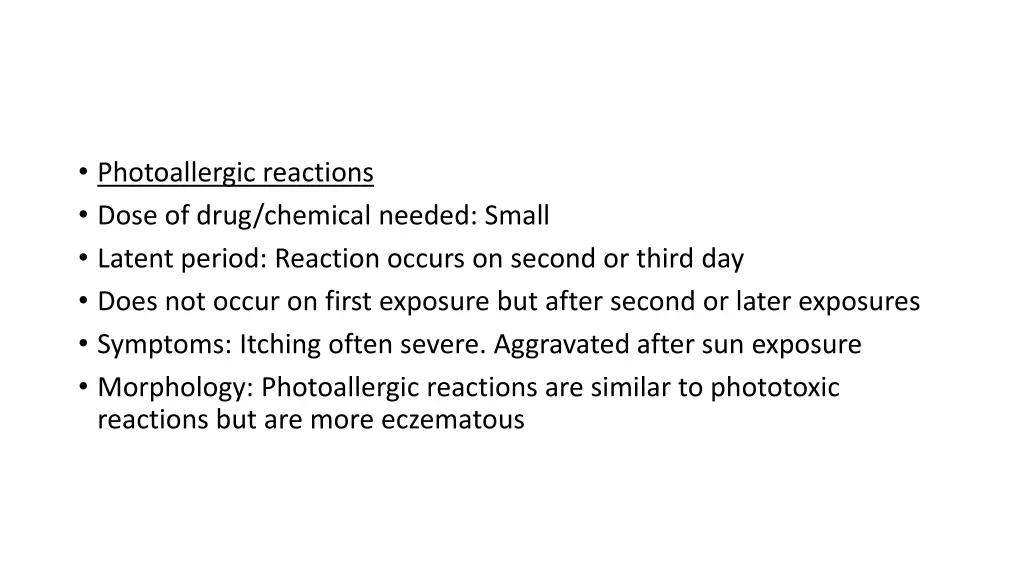 photoallergic reactions dose of drug chemical