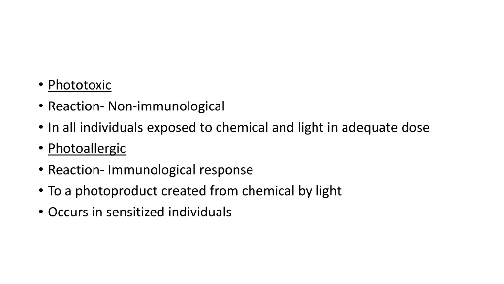 phototoxic reaction non immunological