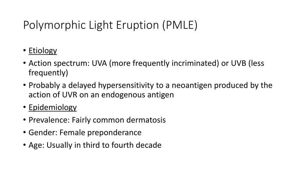 polymorphic light eruption pmle