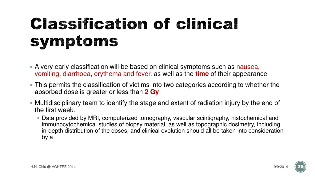 classification of clinical symptoms