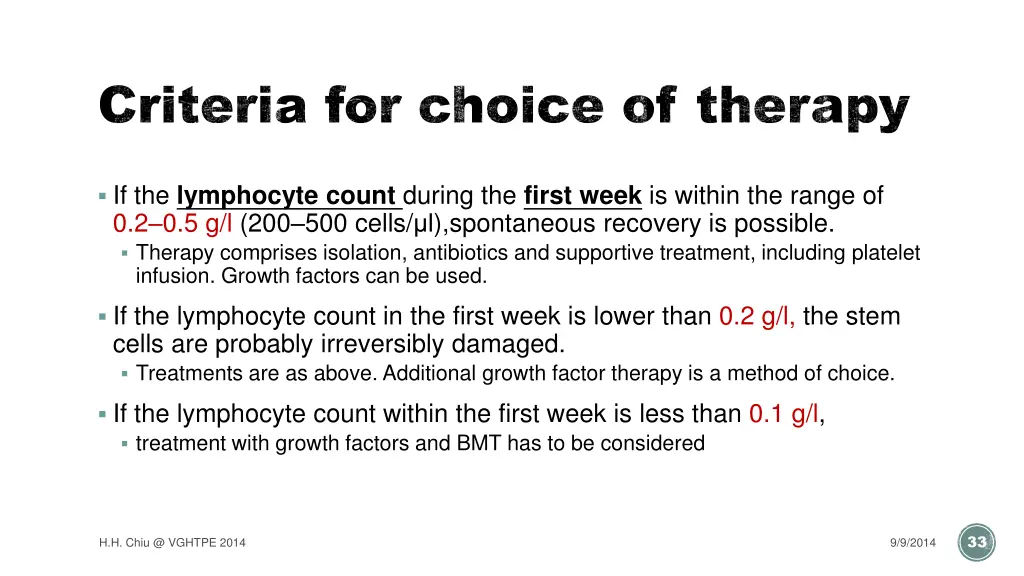 criteria for choice of therapy