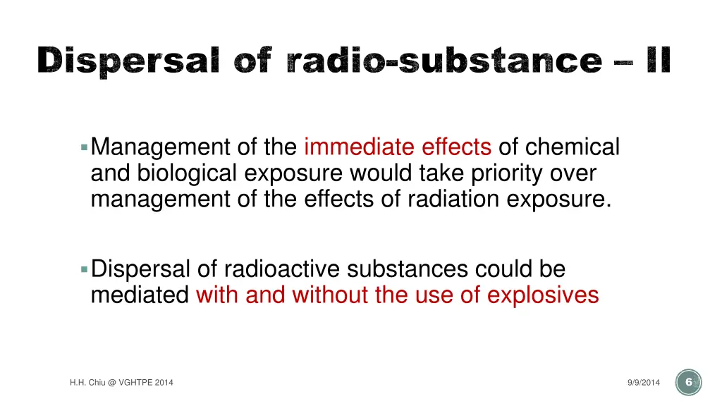 dispersal of radio substance ii