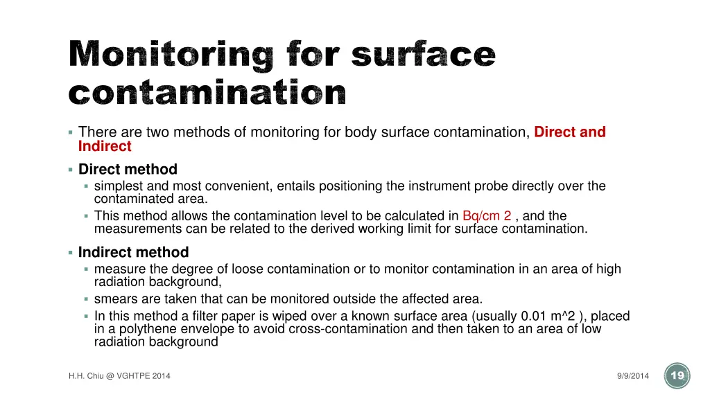 monitoring for surface contamination