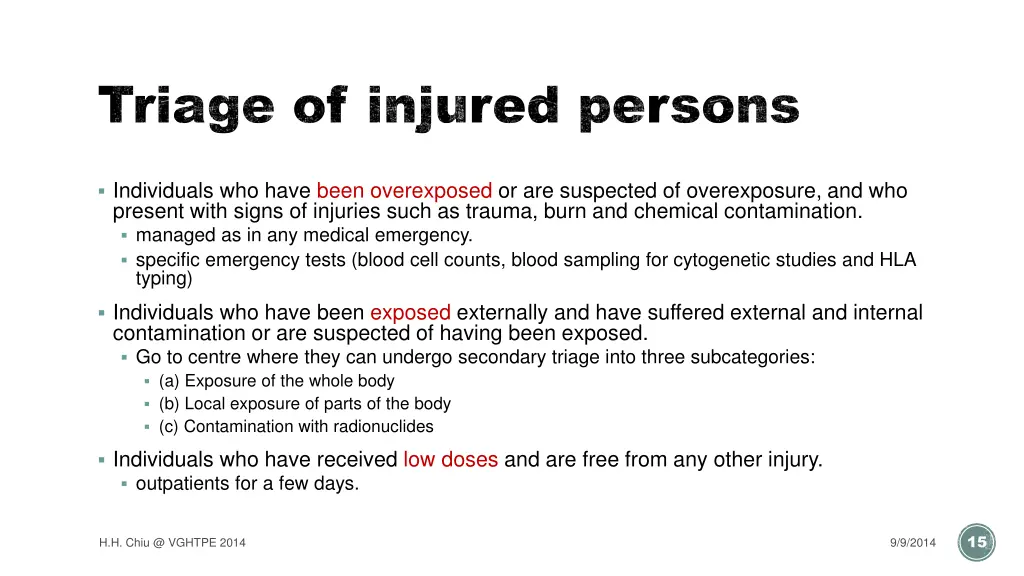 triage of injured persons