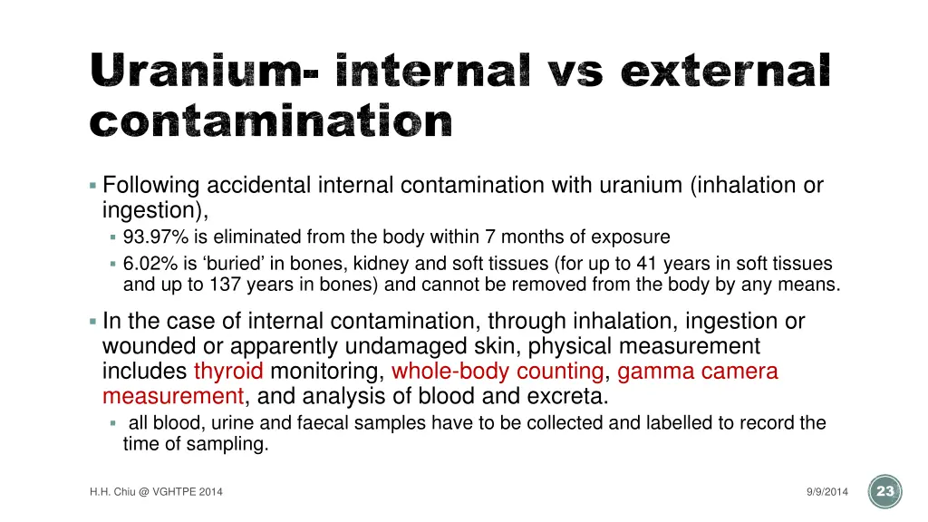 uranium internal vs external contamination