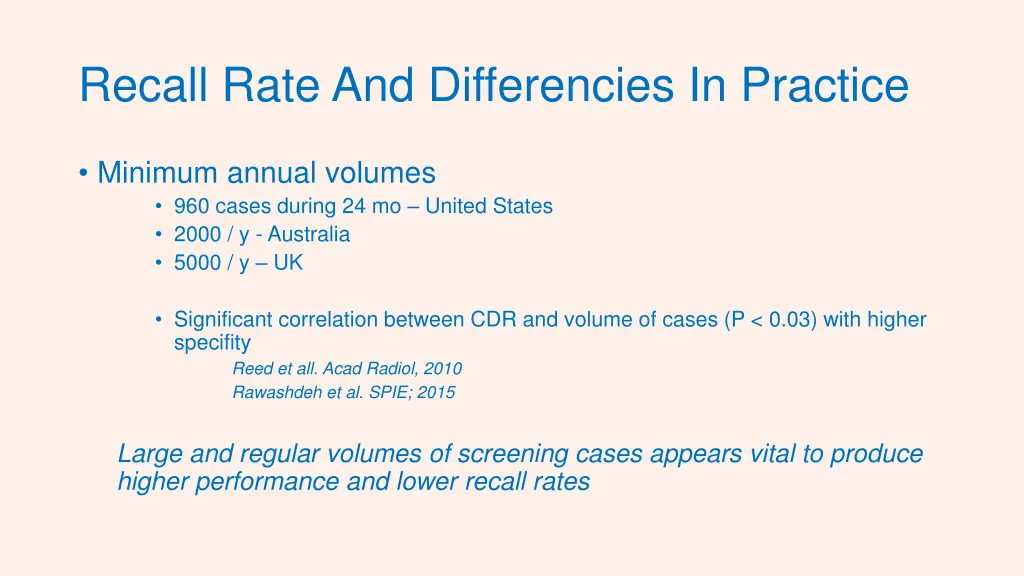 recall rate and differencies in practice 2