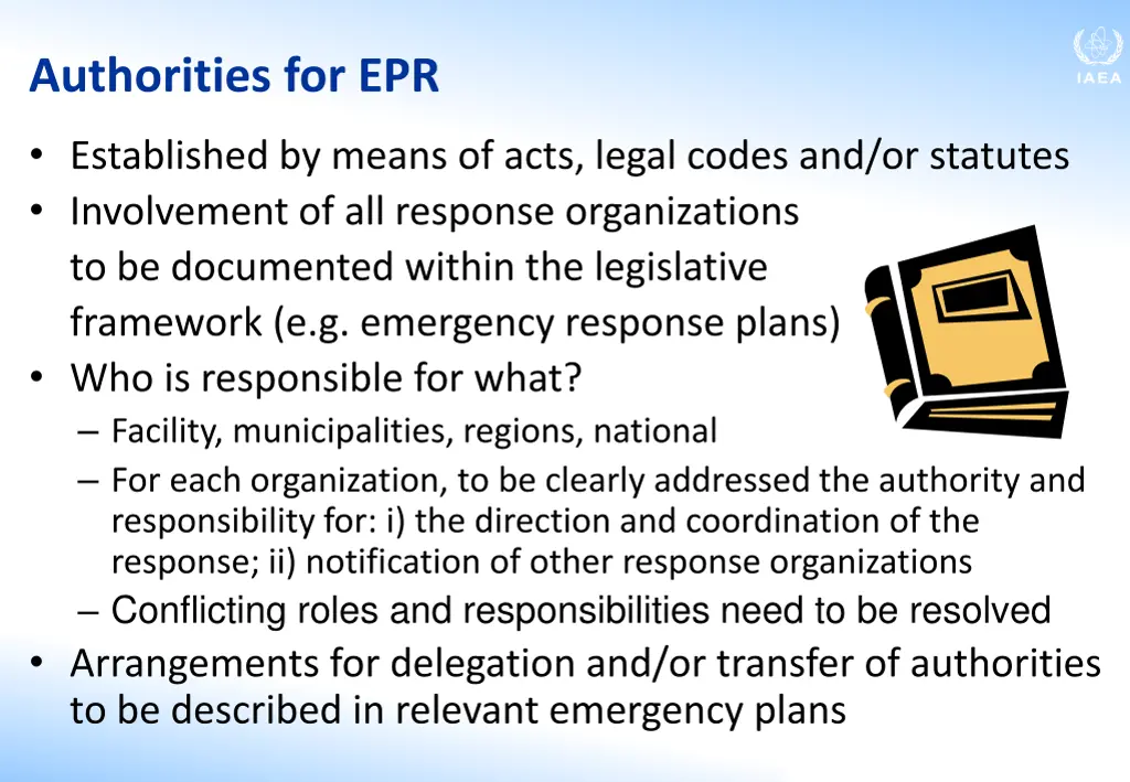 authorities for epr