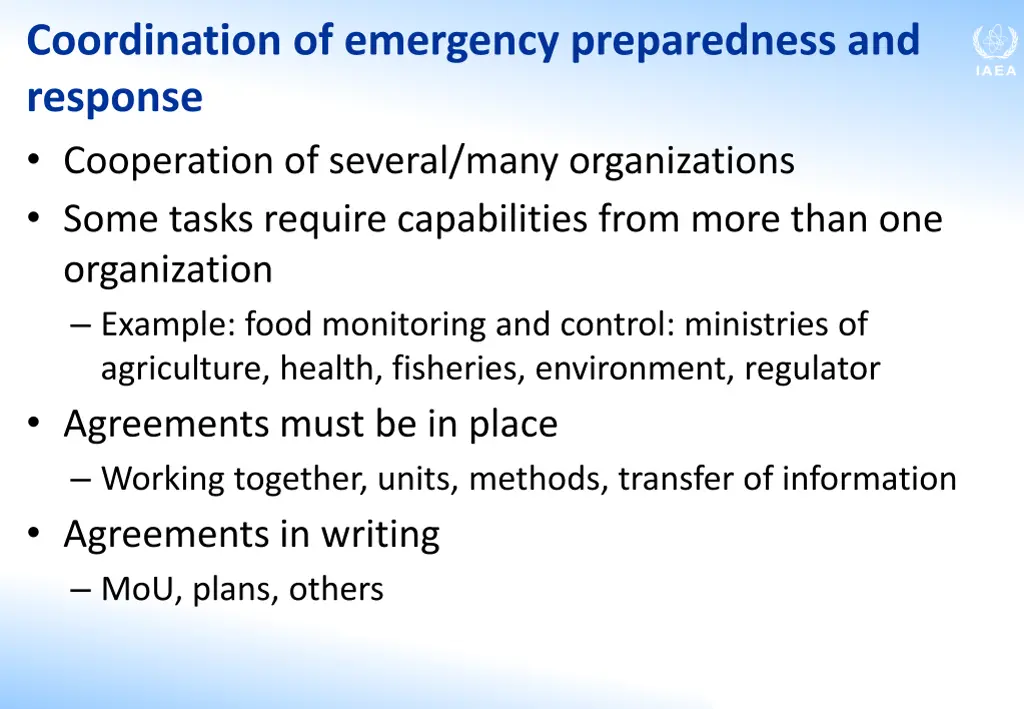 coordination of emergency preparedness