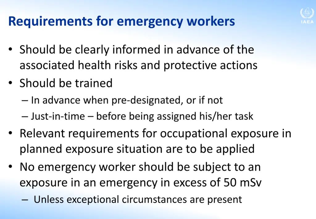 requirements for emergency workers