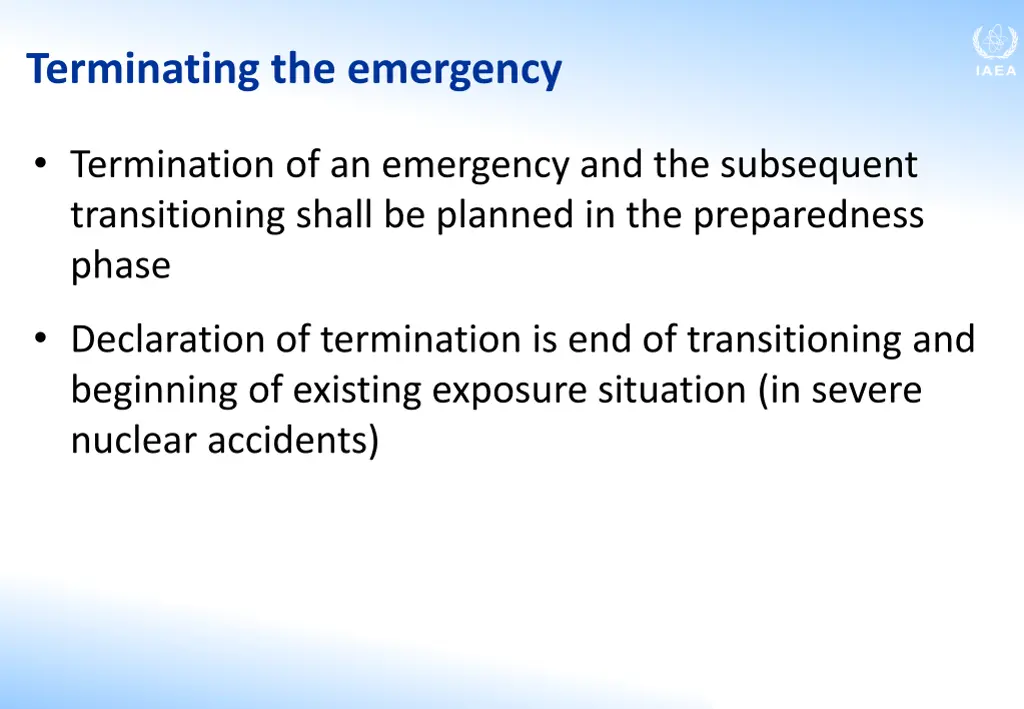 terminating the emergency