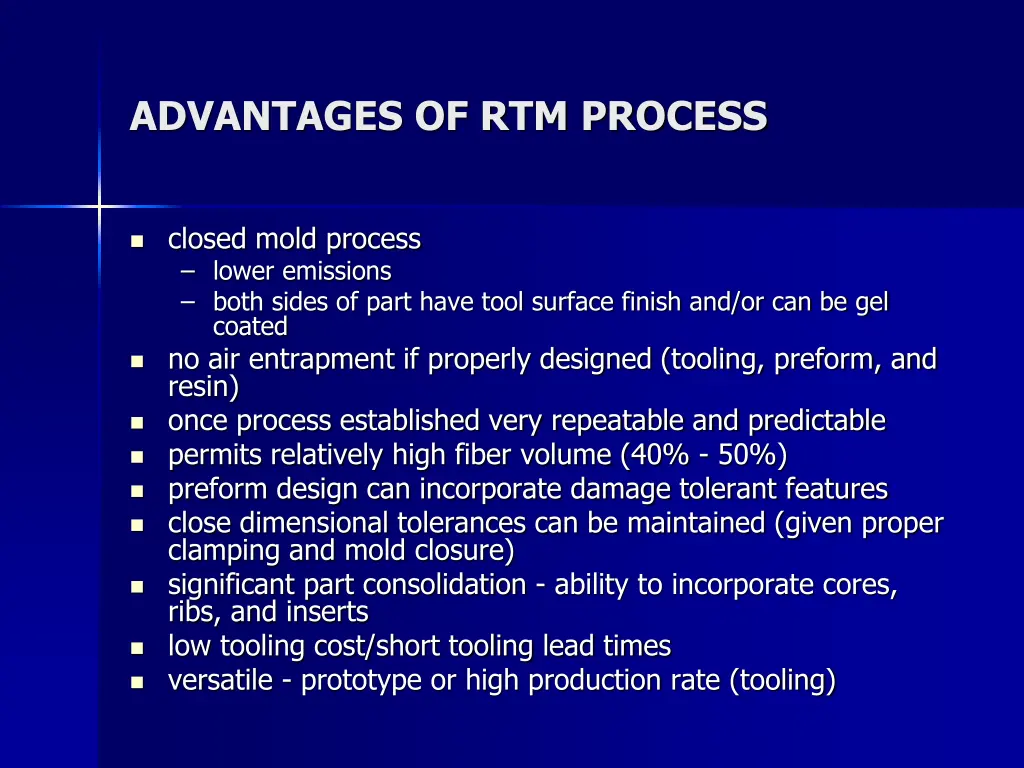 advantages of rtm process