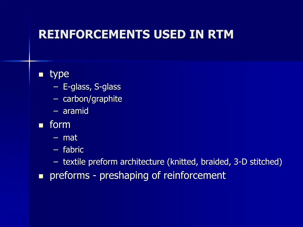 reinforcements used in rtm