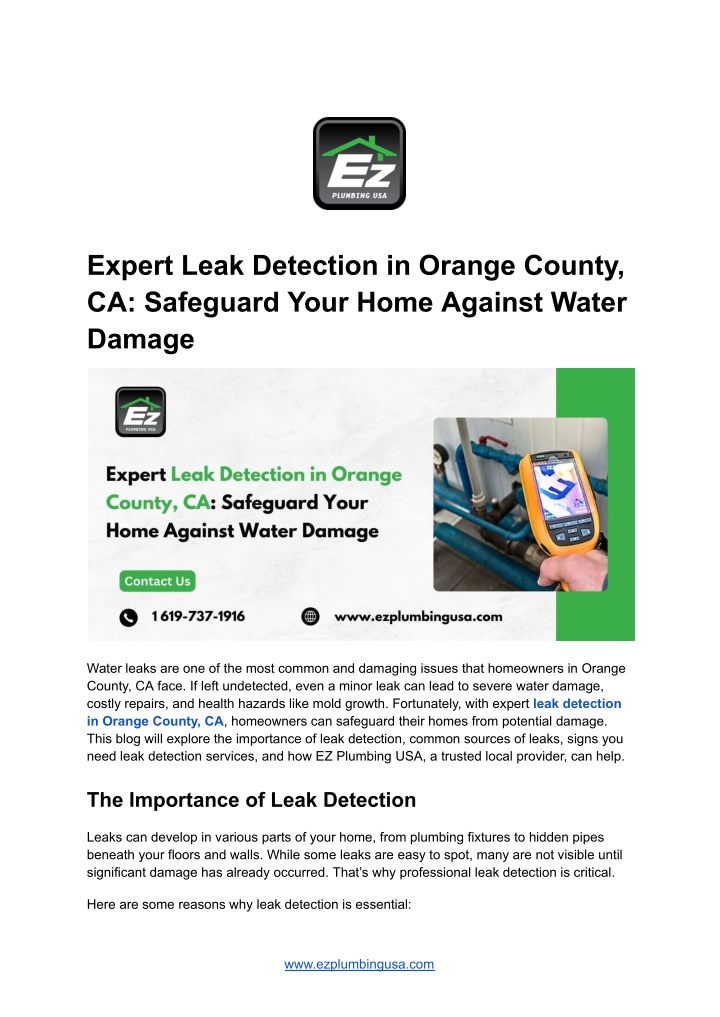 expert leak detection in orange county