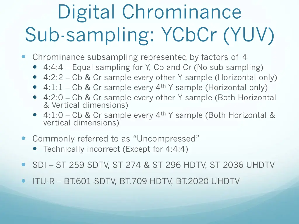 digital chrominance sub sampling ycbcr yuv