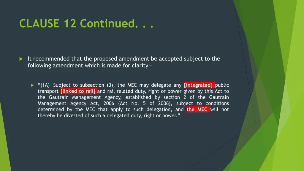 clause 12 continued