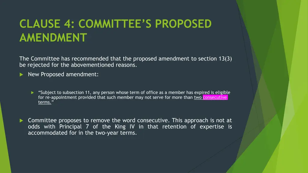 clause 4 committee s proposed amendment