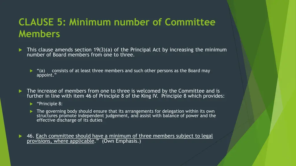 clause 5 minimum number of committee members