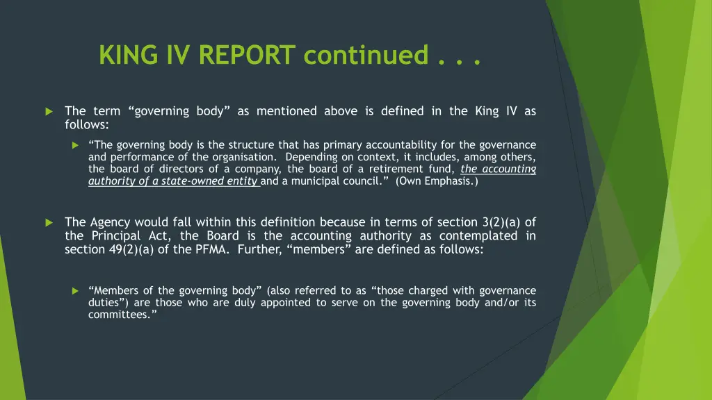 king iv report continued