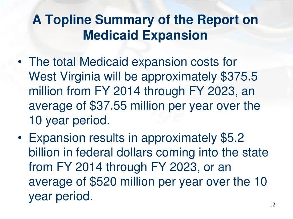 a topline summary of the report on medicaid 1