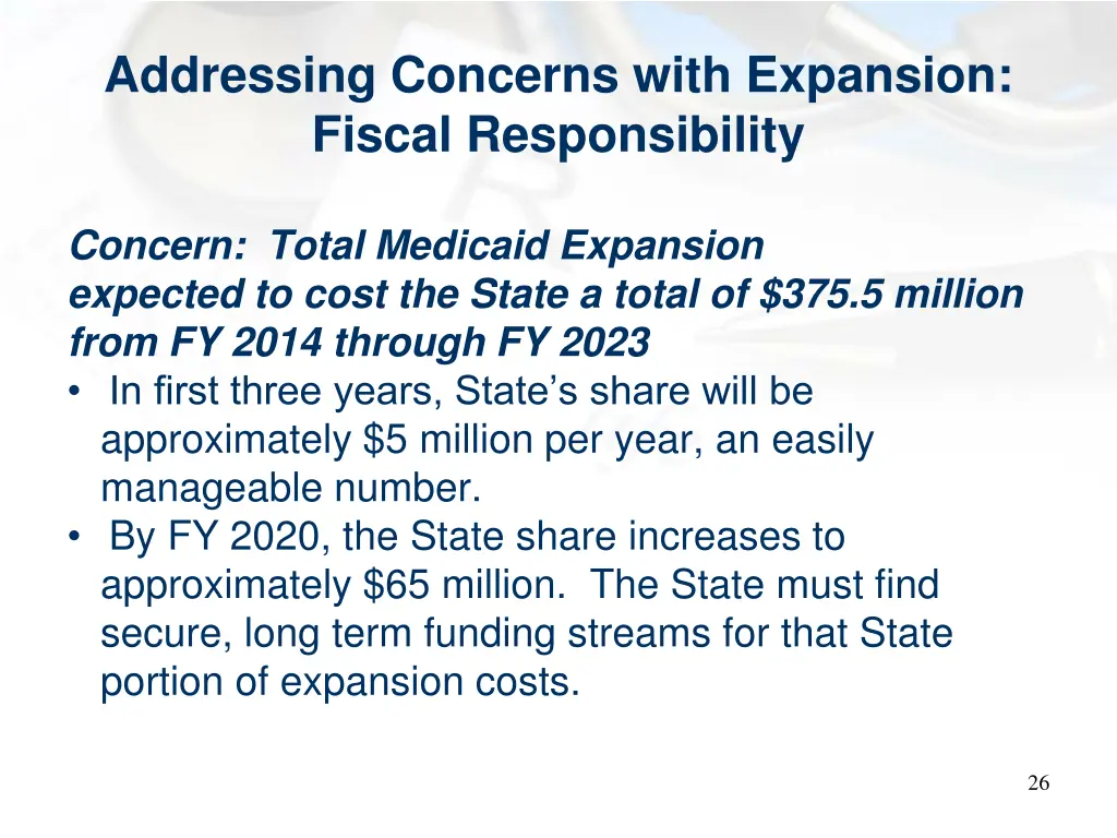 addressing concerns with expansion fiscal