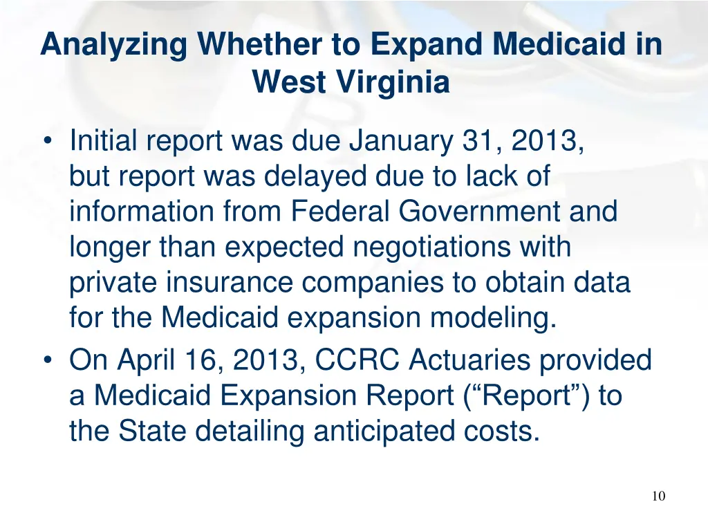 analyzing whether to expand medicaid in west 1