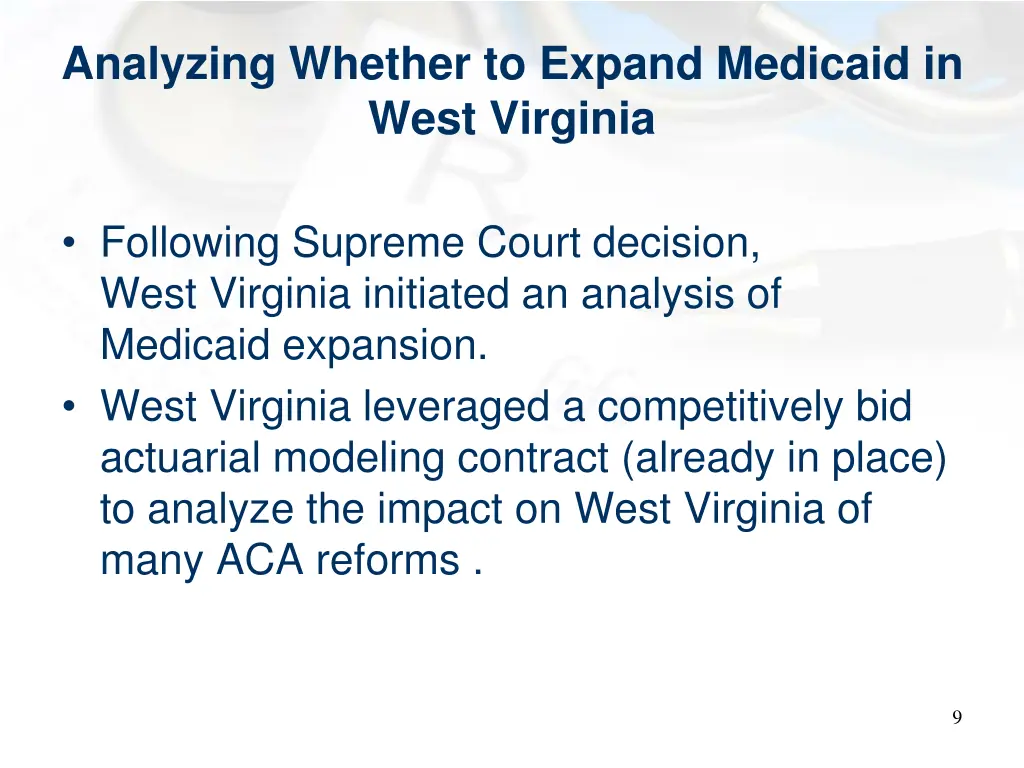 analyzing whether to expand medicaid in west