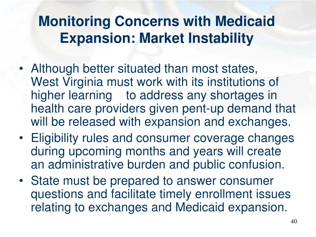 monitoring concerns with medicaid expansion