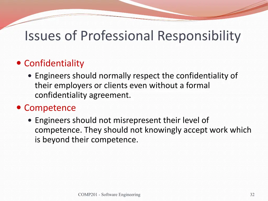 issues of professional responsibility