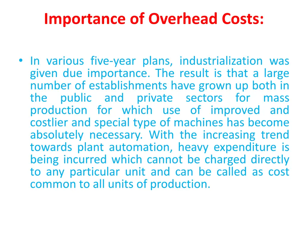 importance of overhead costs