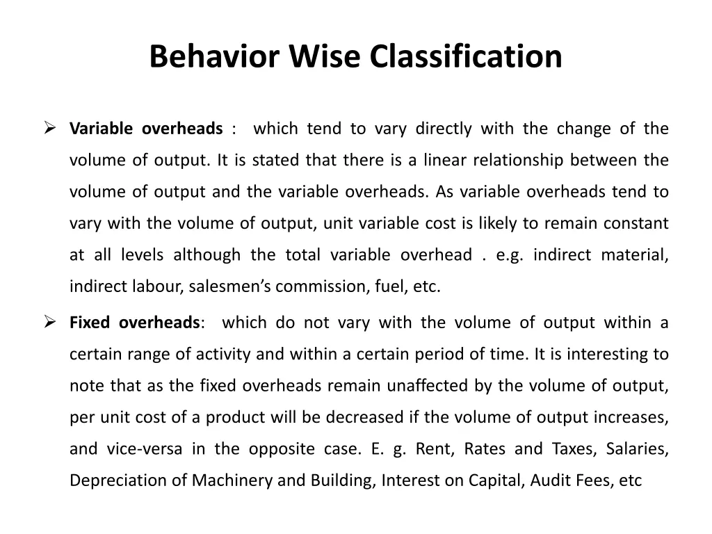 behavior wise classification