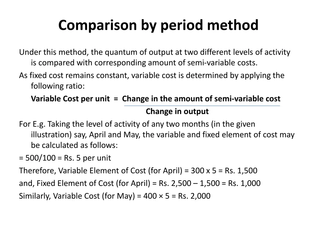 comparison by period method