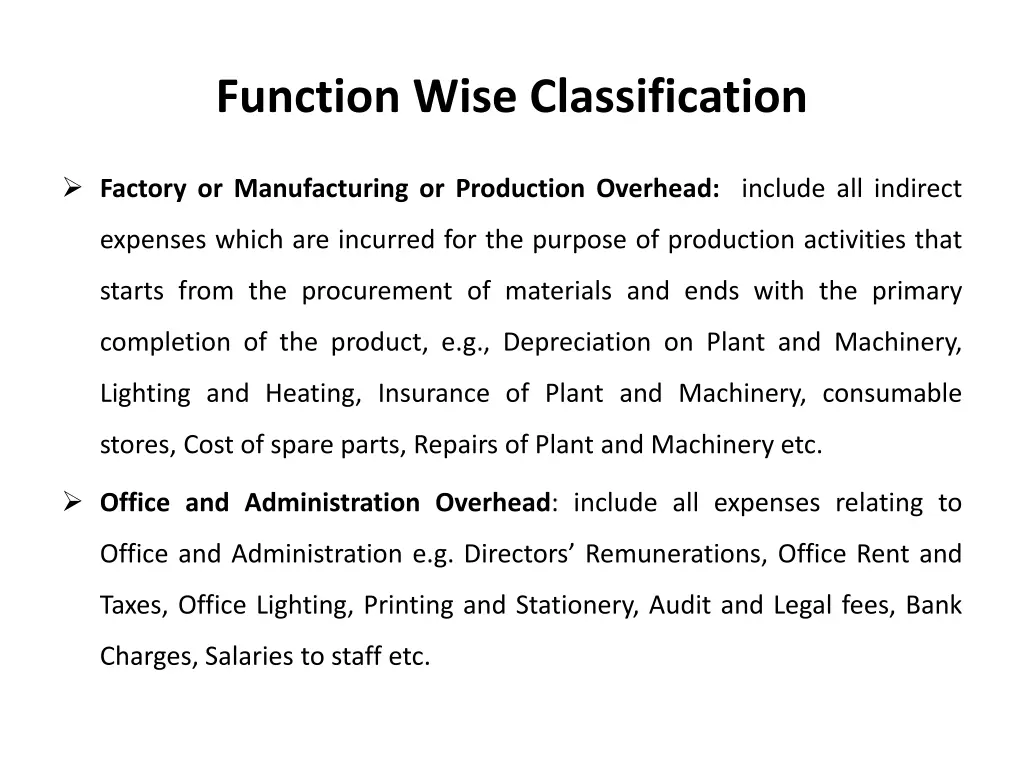 function wise classification