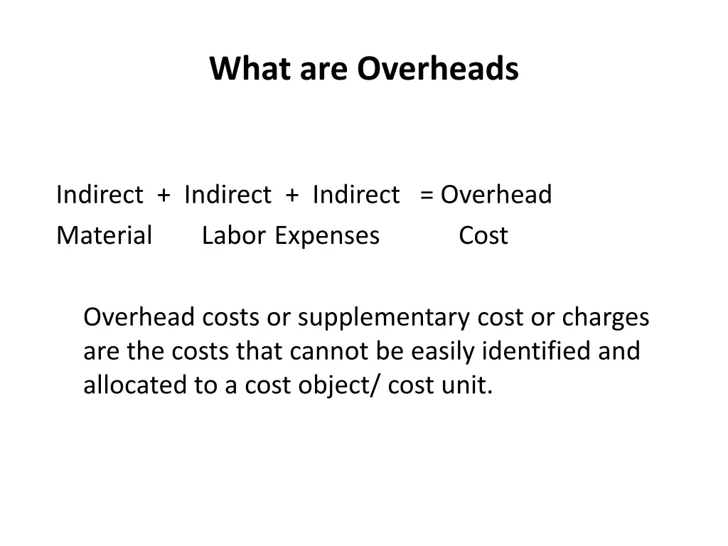 what are overheads