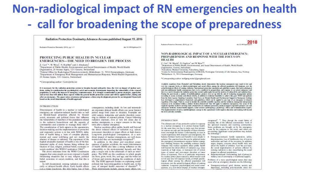 non radiological impact of rn emergencies