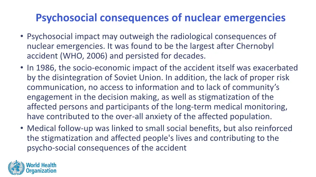 psychosocial consequences of nuclear emergencies