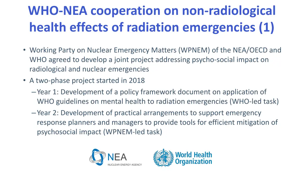 who nea cooperation on non radiological health