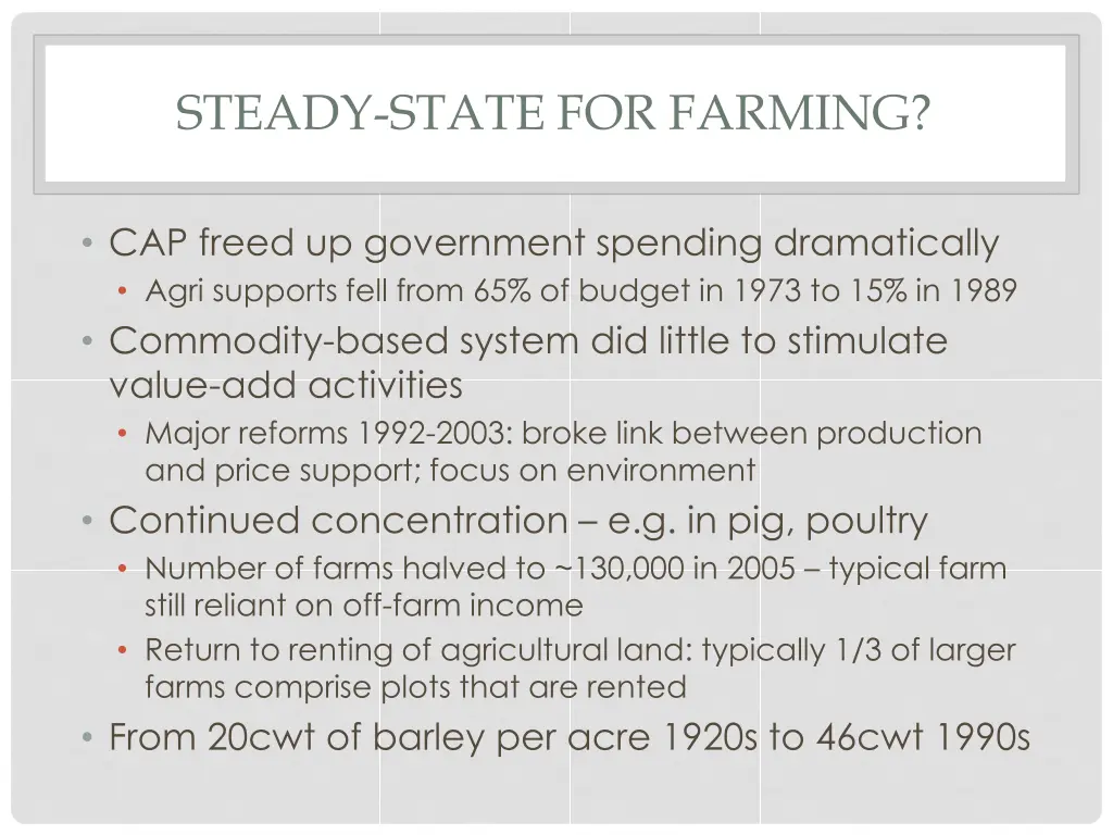 steady state for farming