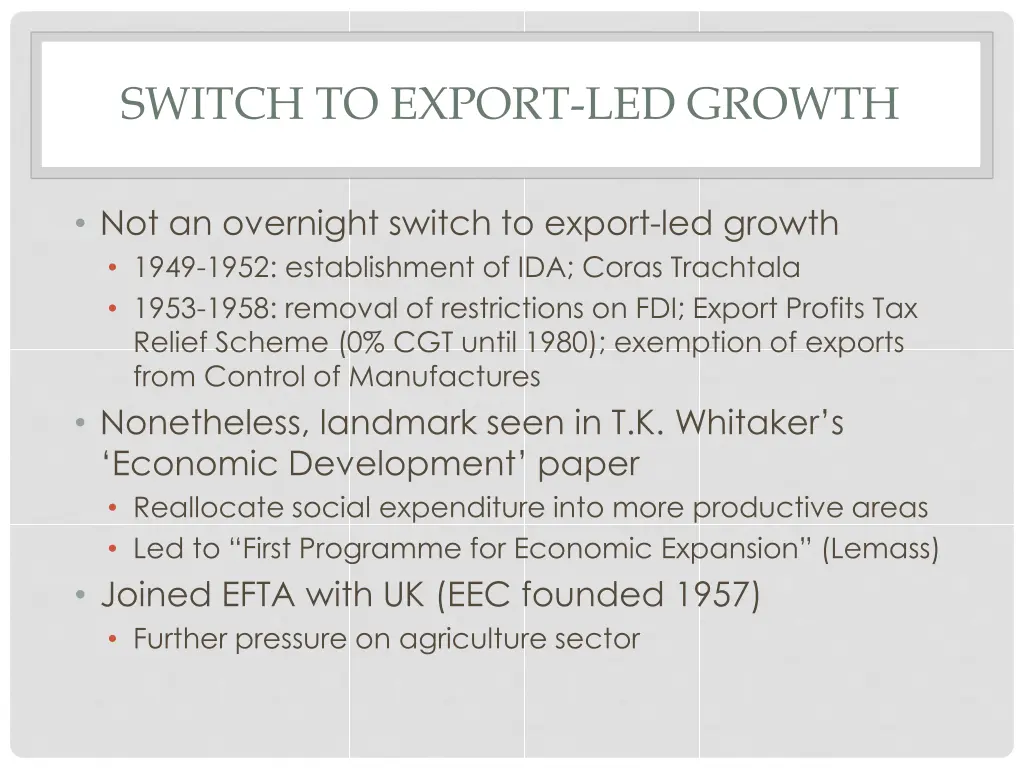 switch to export led growth