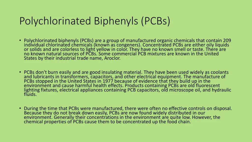 polychlorinated biphenyls pcbs