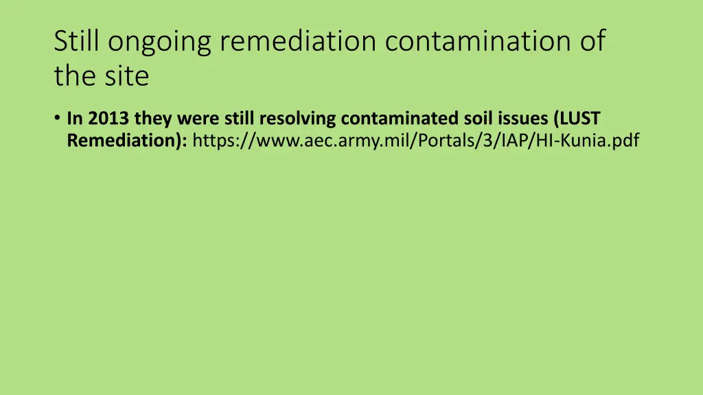 still ongoing remediation contamination