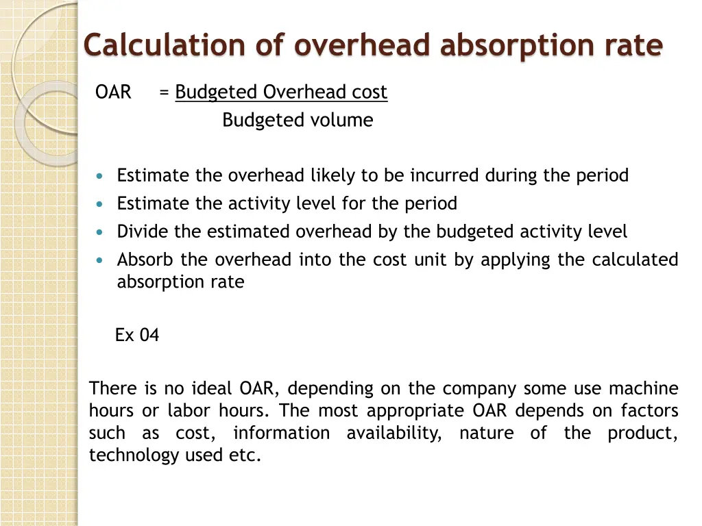 calculation of overhead absorption rate